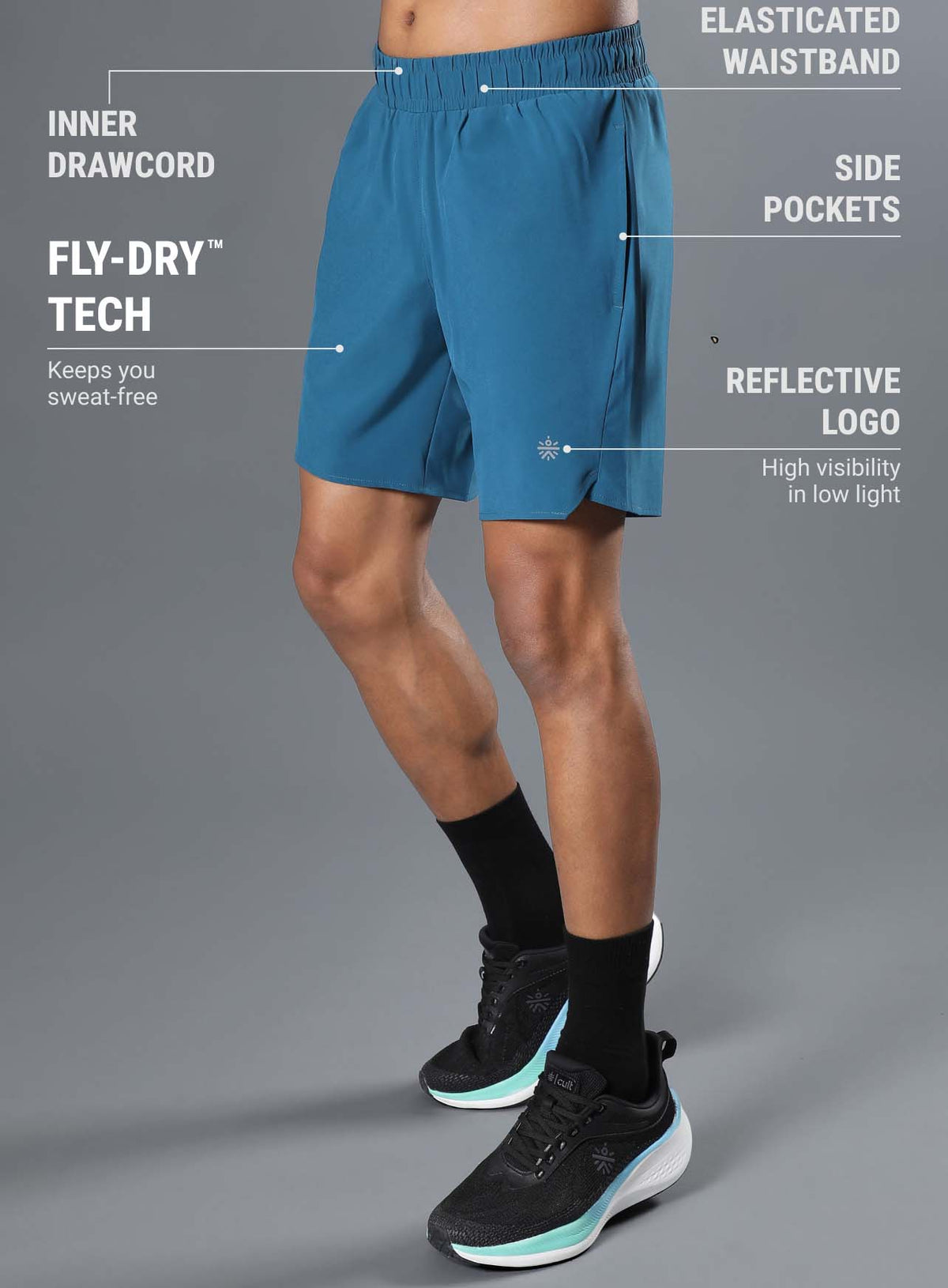 Men's Teal Iconic Runner's Shorts