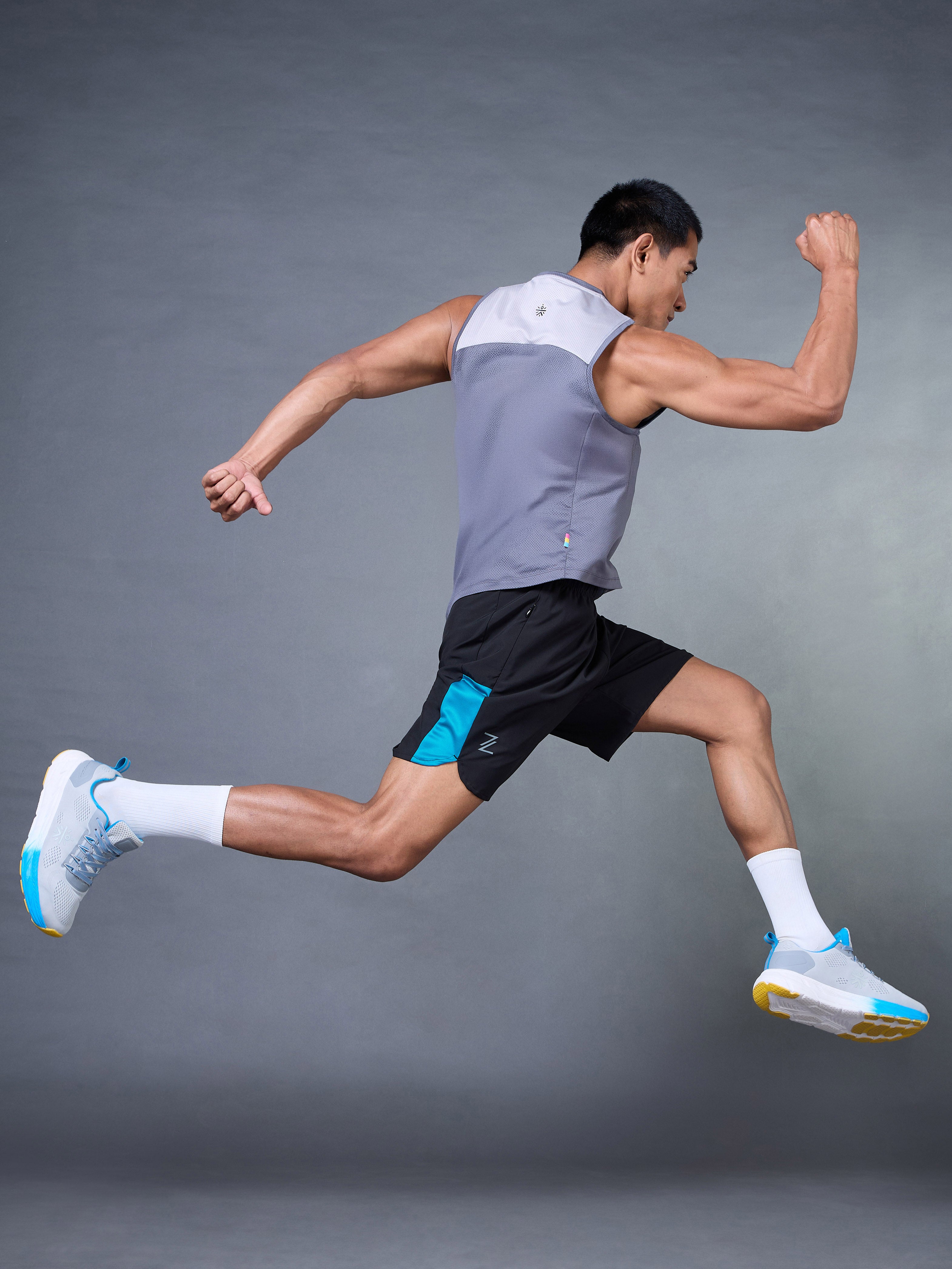 Men's Black Pace Up Runner's Shorts