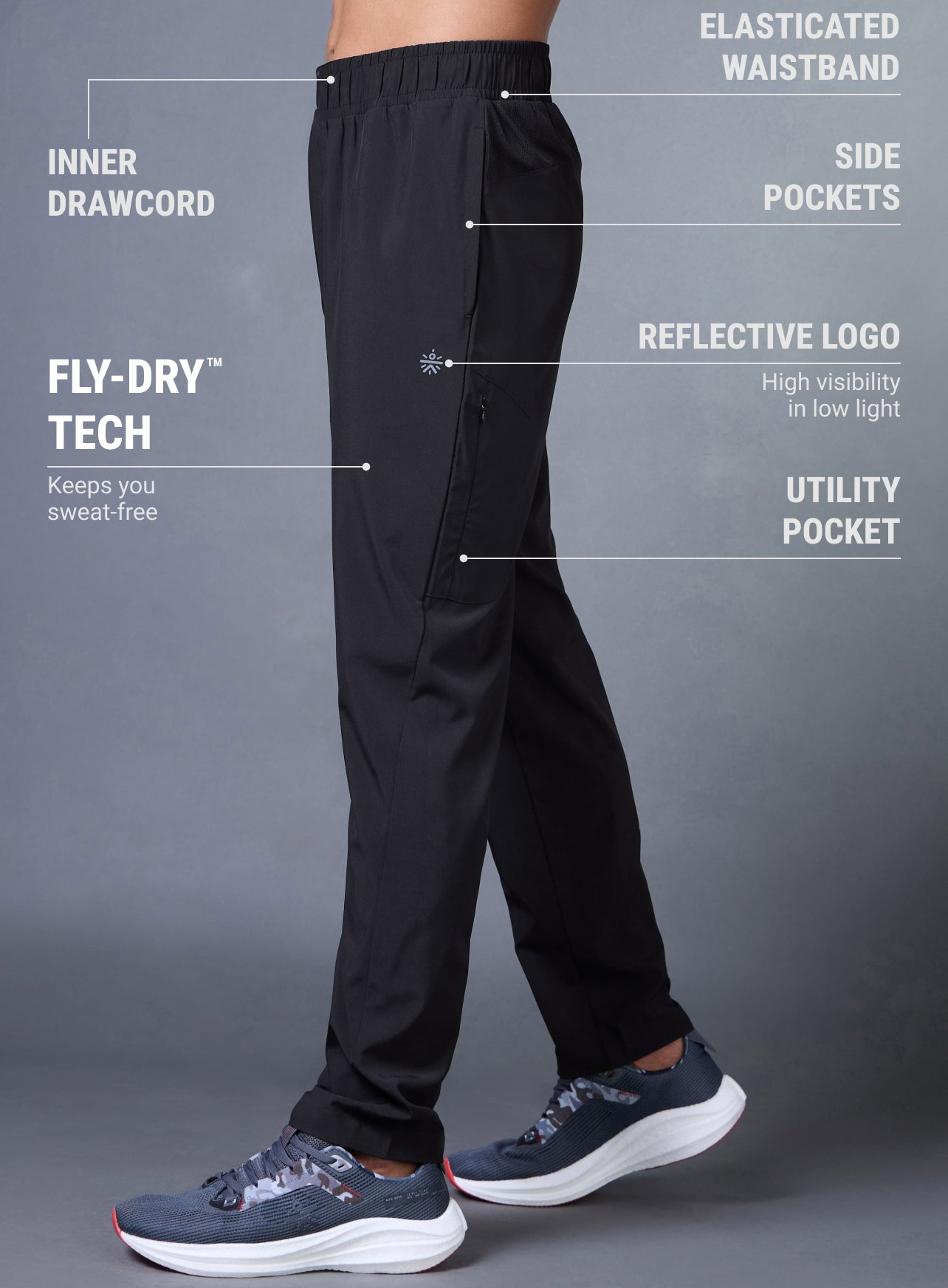 Men's Black Run Elevate Trackpants