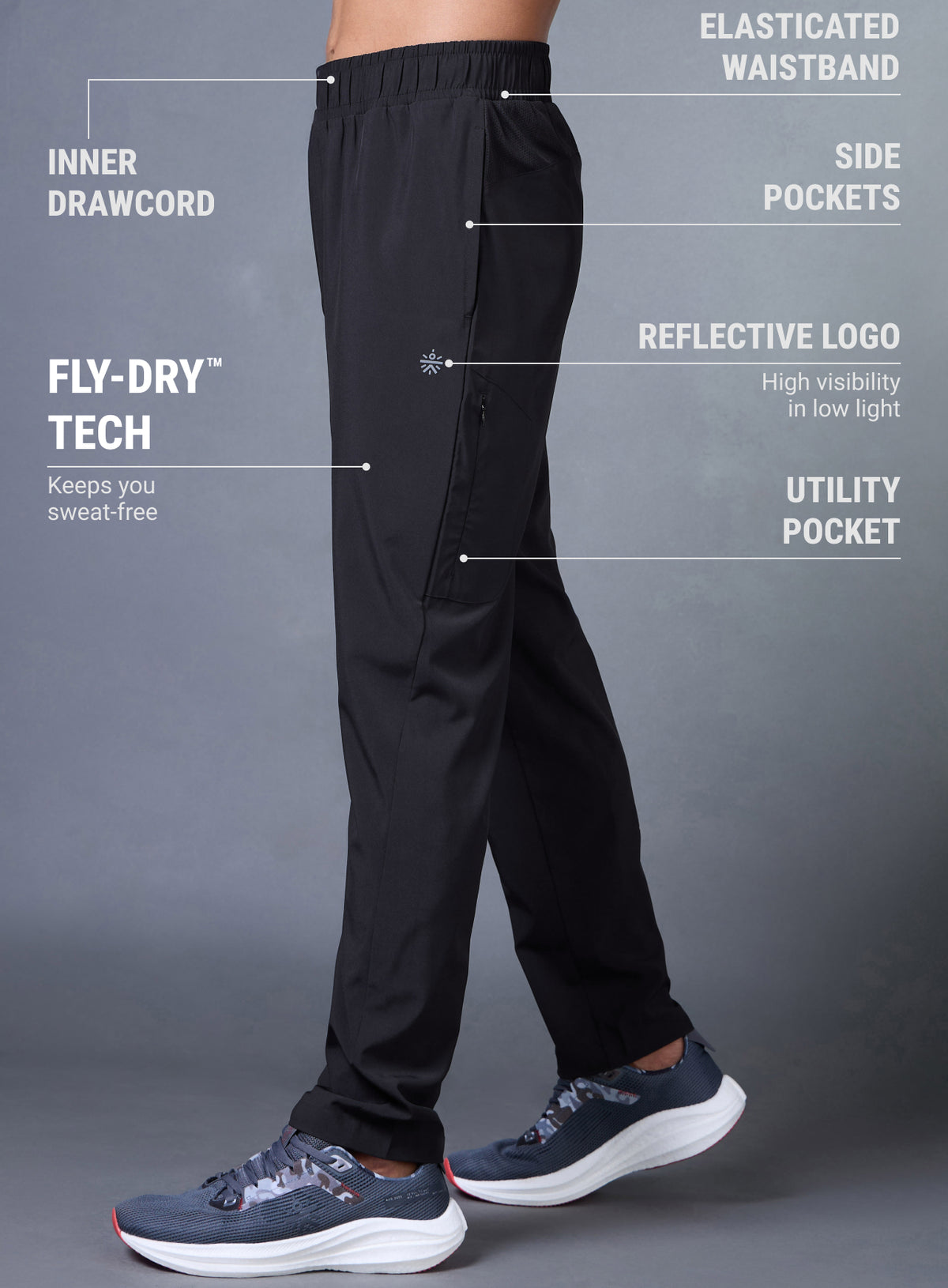 Men's Black Run Elevate Trackpants