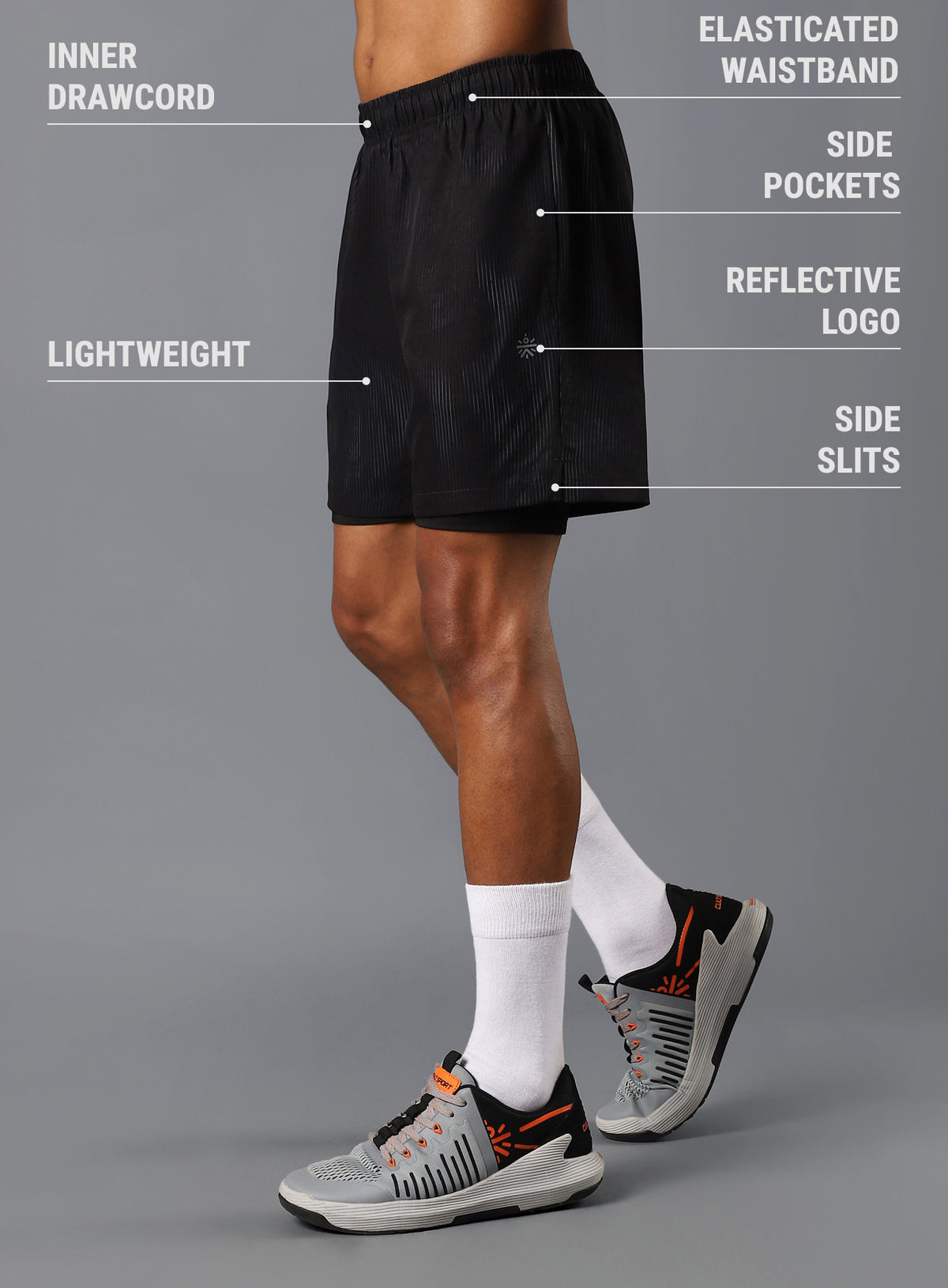 Men's Black Urban Camo Run Built-in Shorts