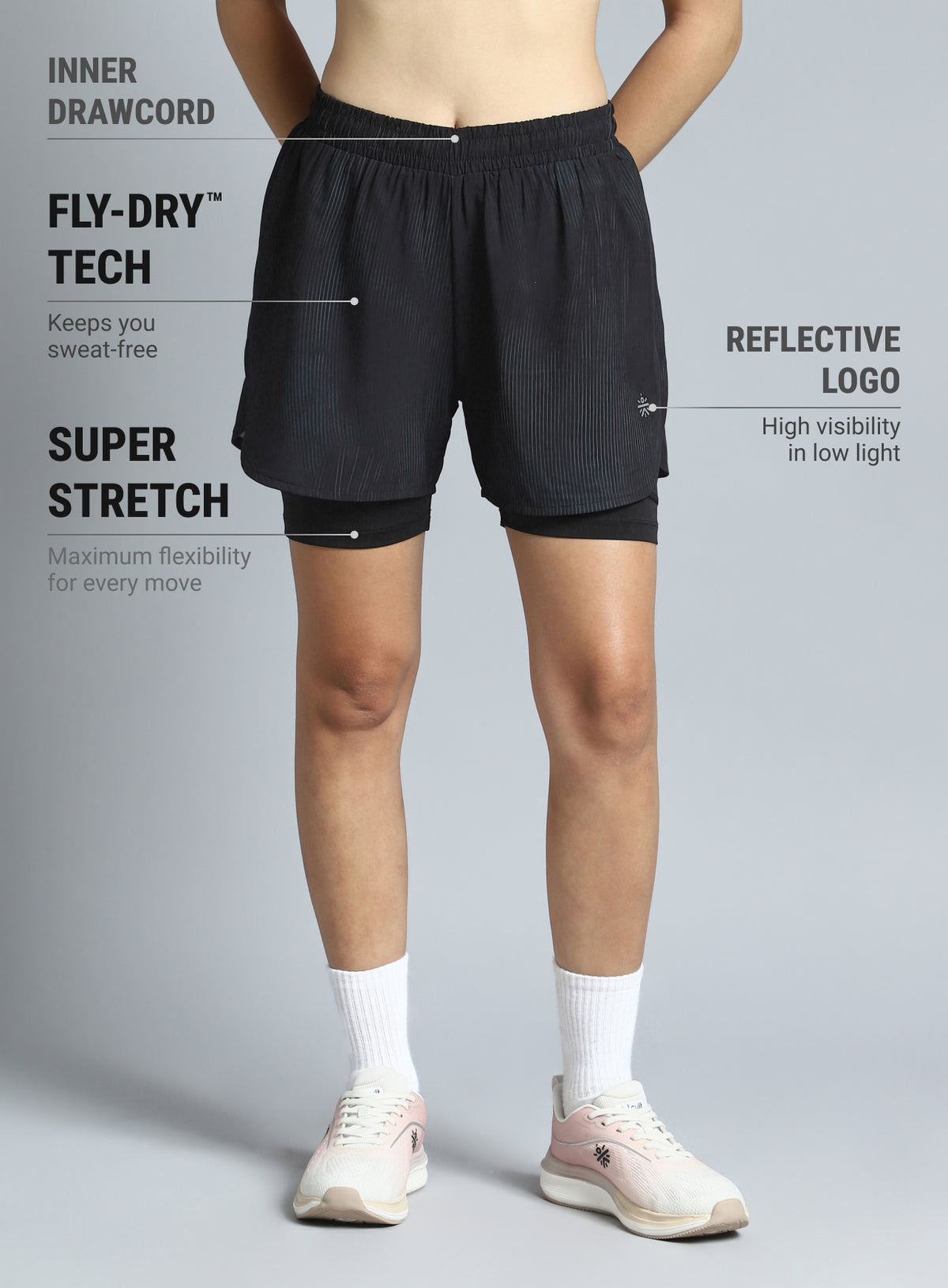 Women's Black Urban Camo Run Built-in Shorts