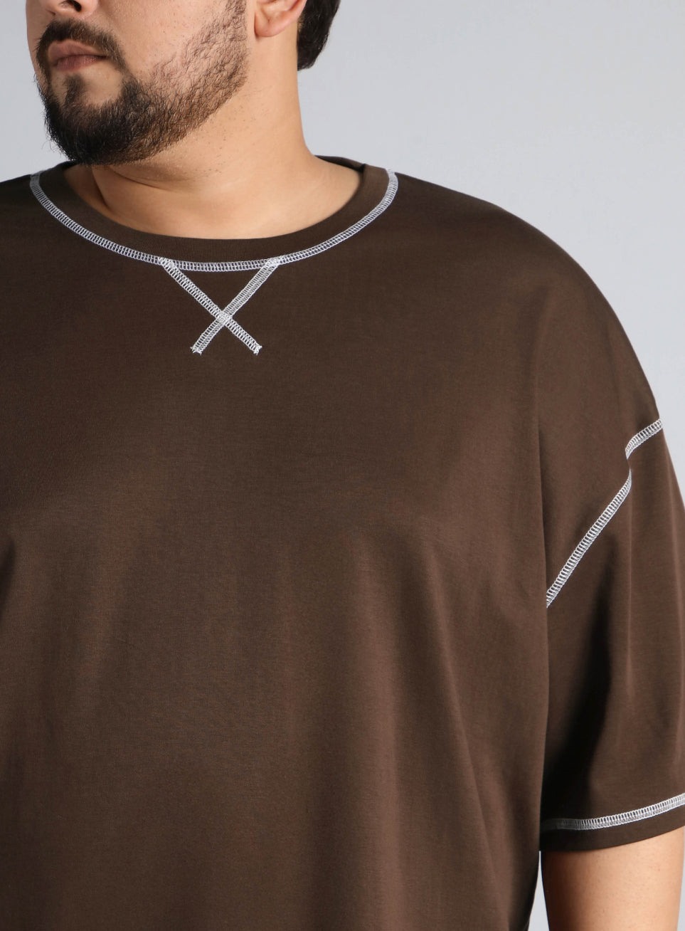Men's Brown Play Day Plus Size Oversized fit T-shirt