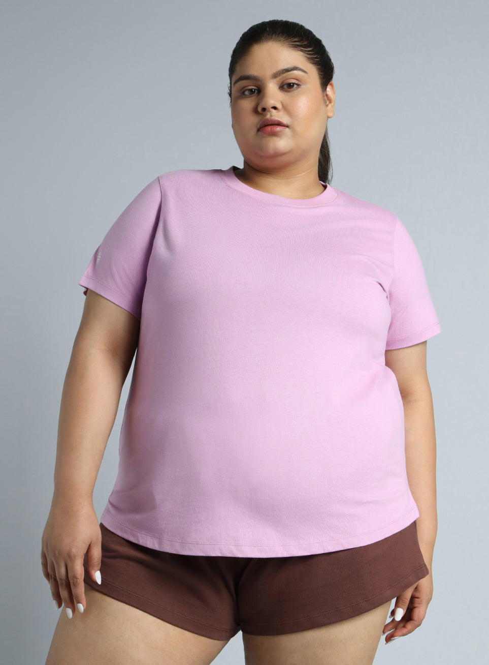 Women's Pink Cotton Plus Size Play Day Regular Fit T-shirt