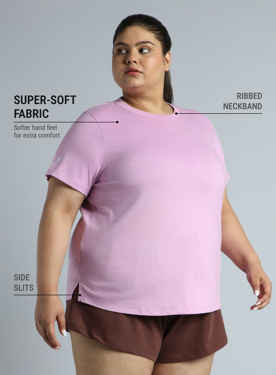 Women's Pink Cotton Plus Size Play Day Regular Fit T-shirt