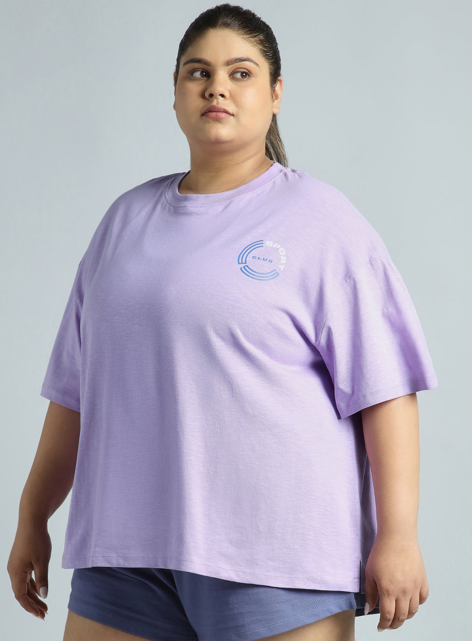 Women's Pink Sports Club Plus Size Oversized Fit T-shirt