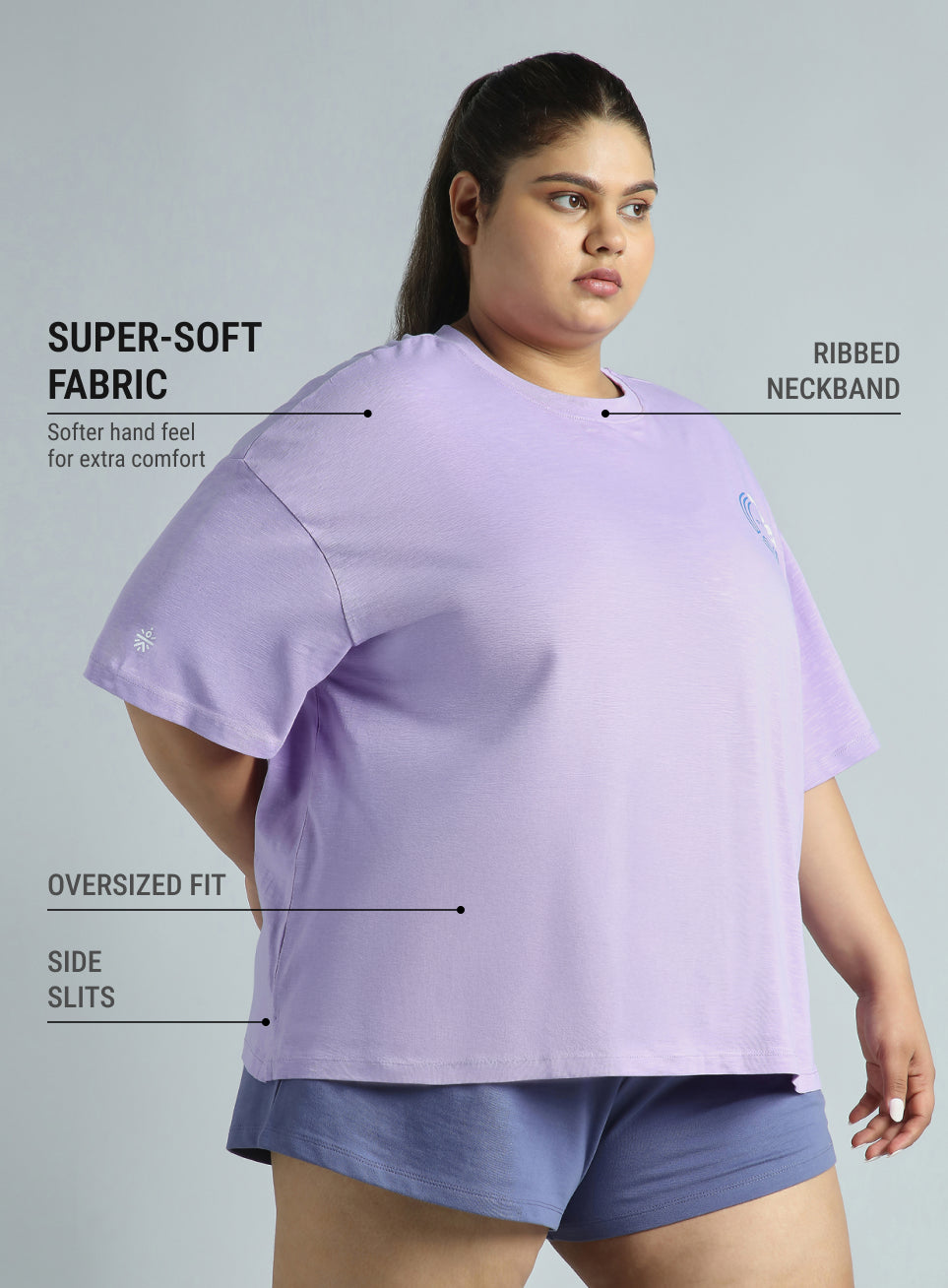 Women's Pink Sports Club Plus Size Oversized Fit T-shirt