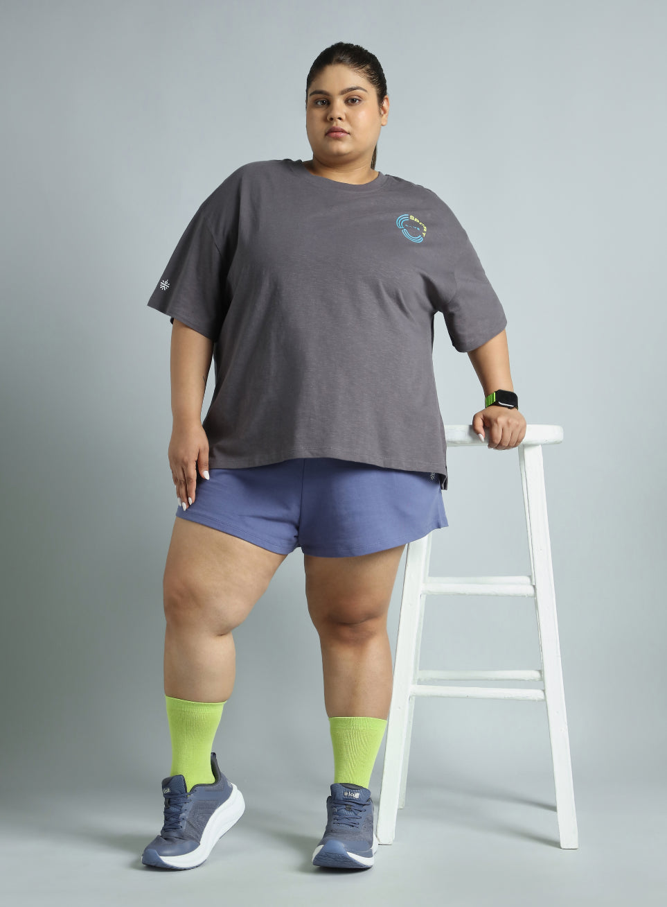 Women's Purple Plus Size Everyday Essential Cotton Shorts