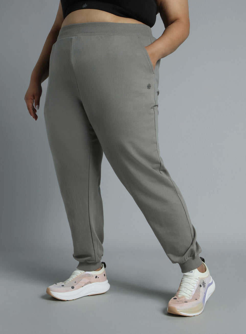 Women's Sky Dark Grey Cotton Plus Size Everyday Joggers