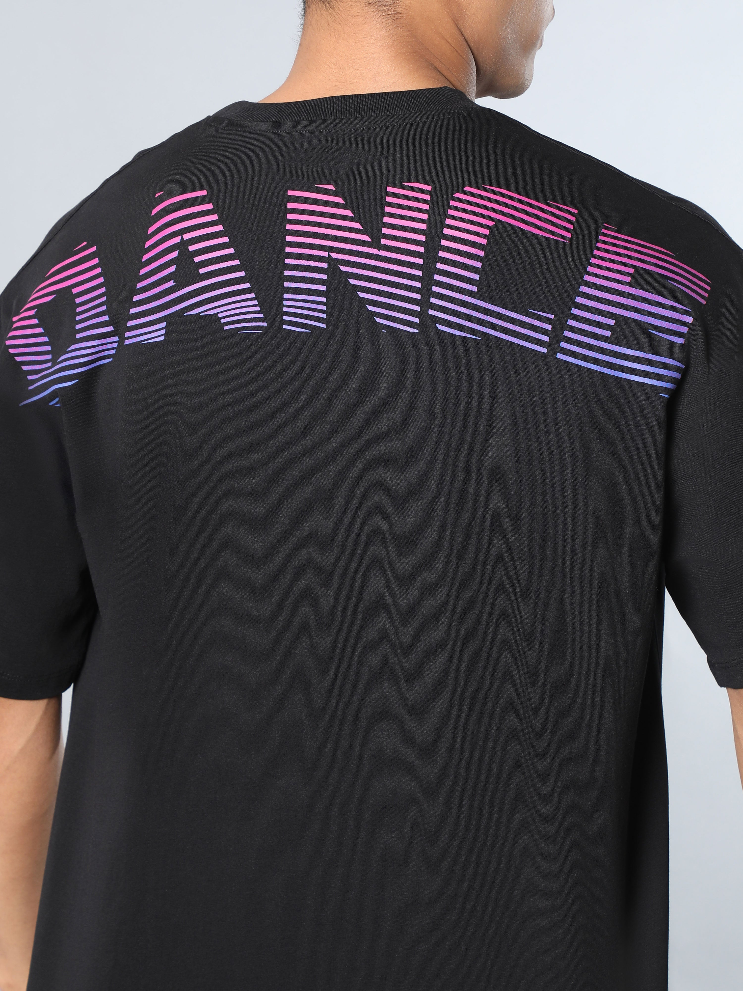 Men's Black Dance Back Print Oversized fit T-shirt