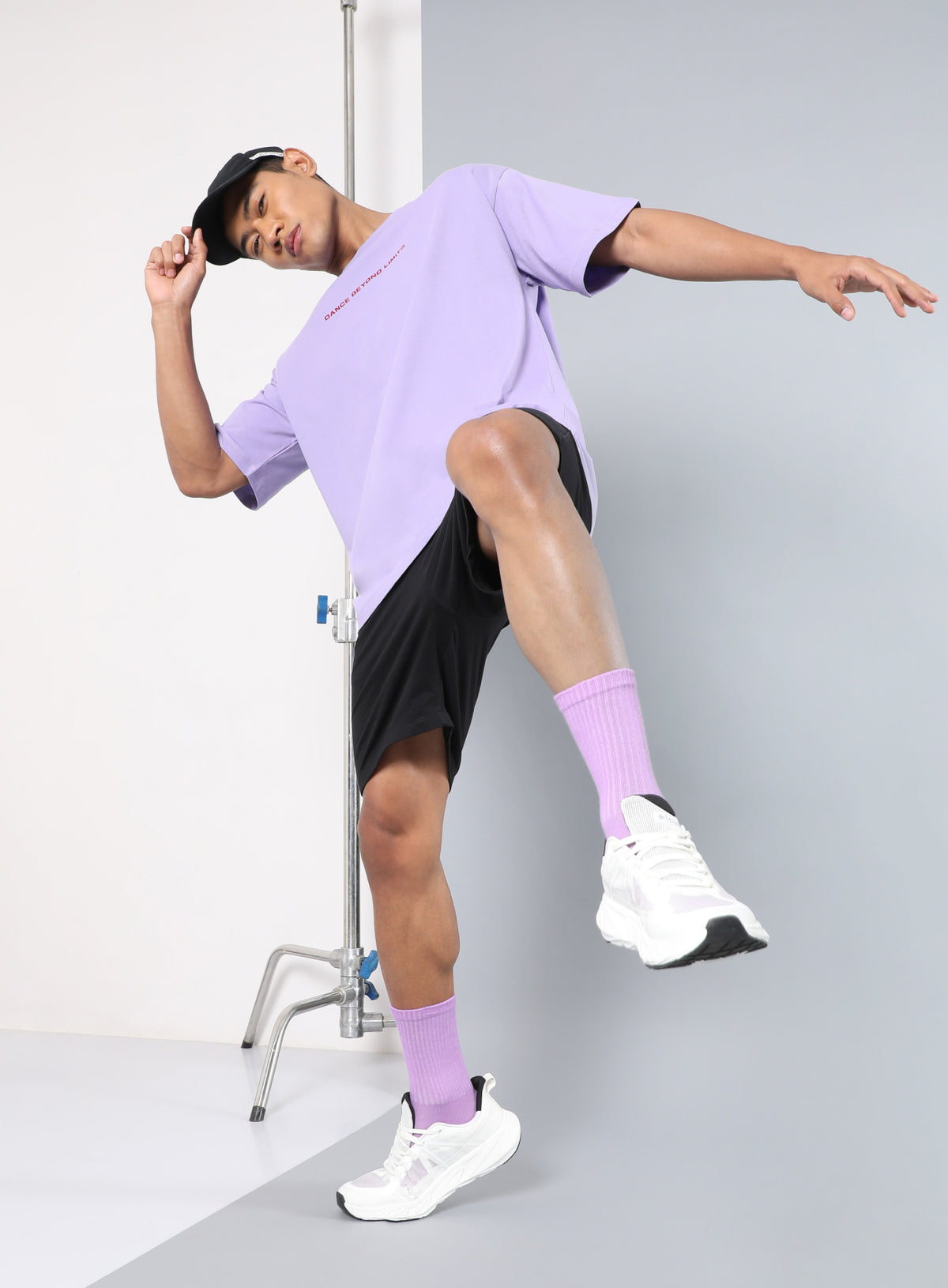 Men's Purple Dance Back Print Oversized fit T-shirt