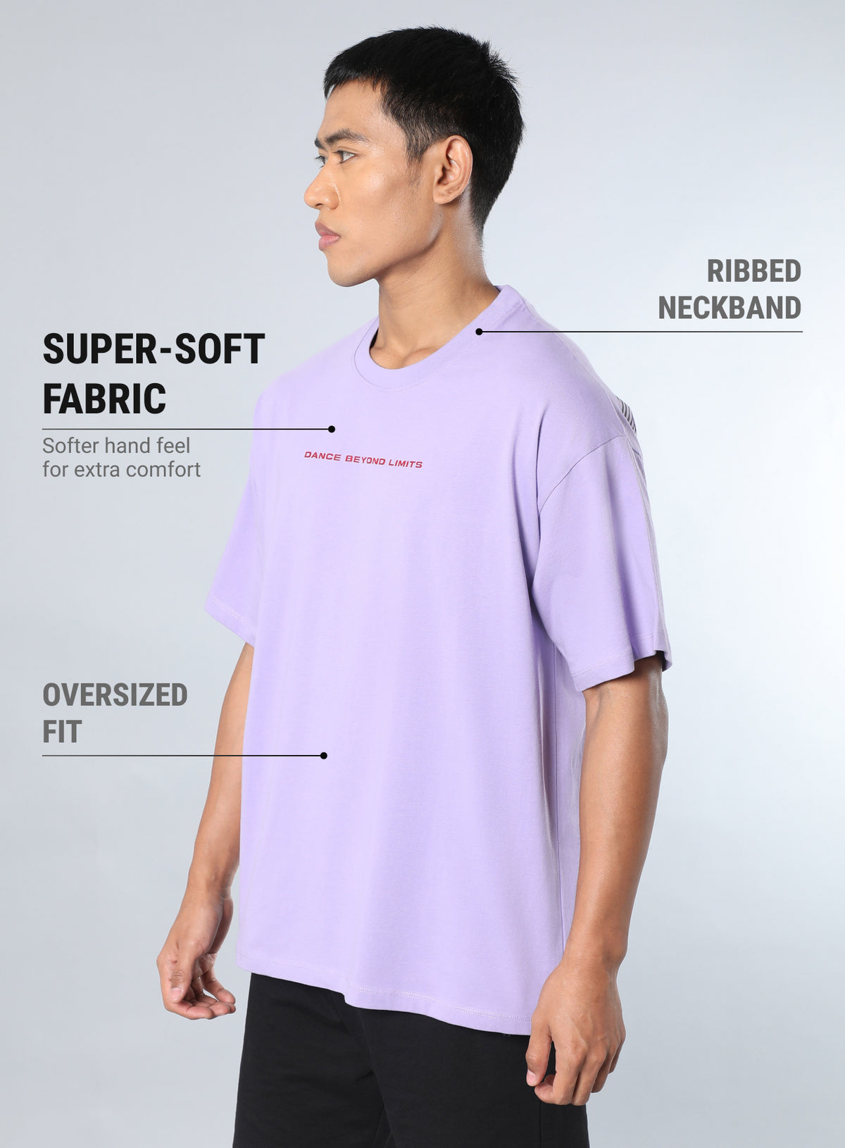 Men's Purple Dance Back Print Oversized fit T-shirt