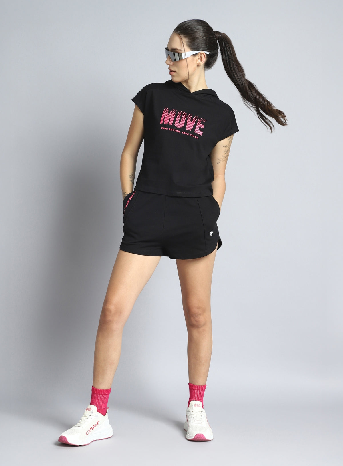 Women's Black Move it Boxy fit Hoodie Top