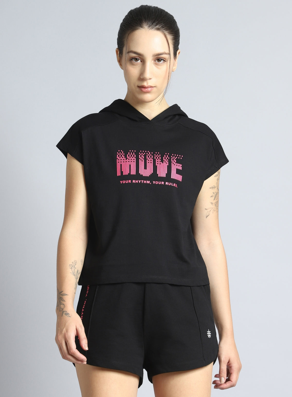 Women's Black Move it Boxy fit Hoodie Top