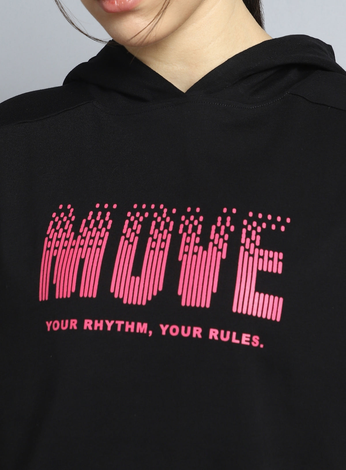 Women's Black Move it Boxy fit Hoodie Top