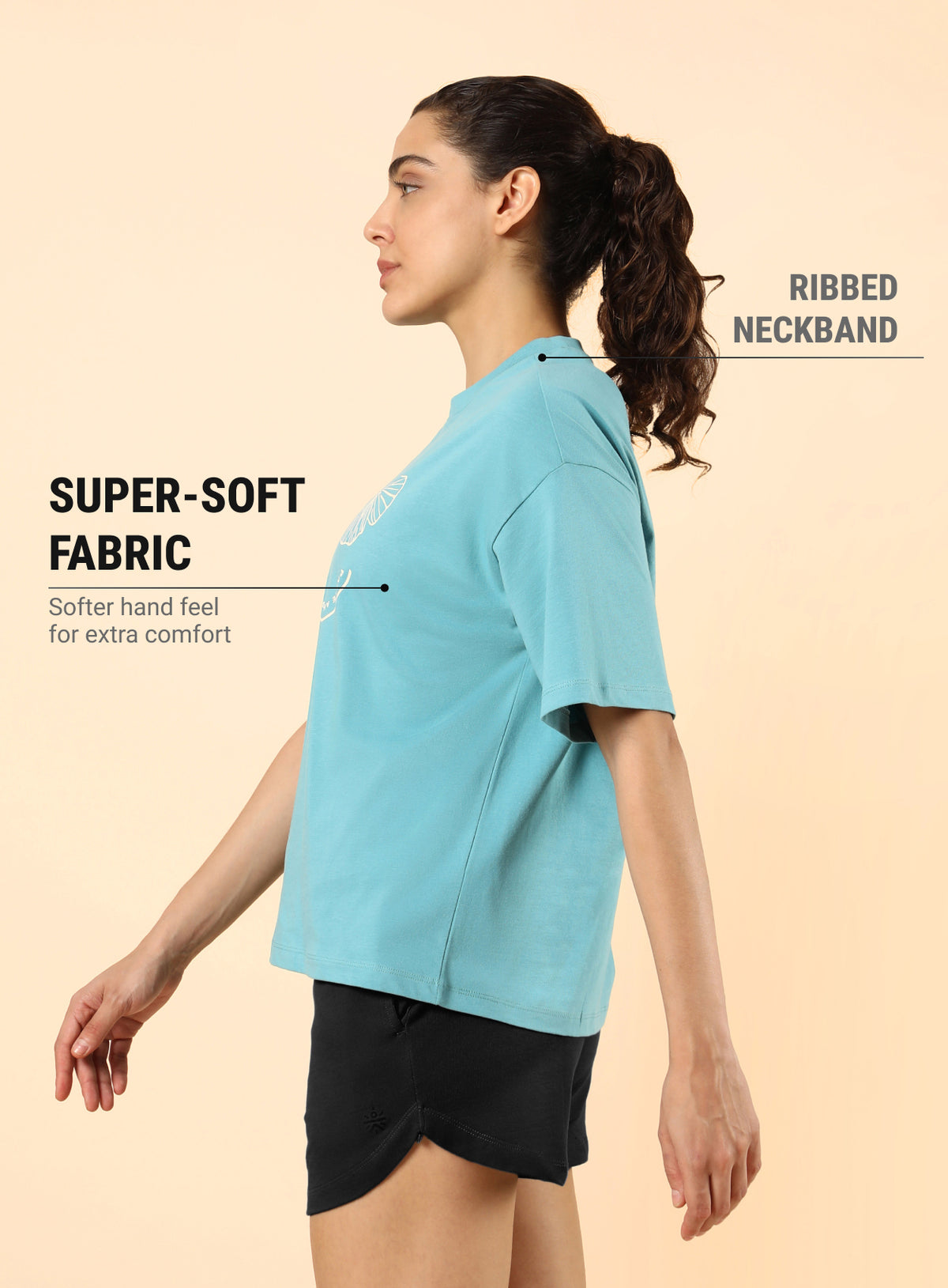 Women's Teal Pause and Align Printed T-shirt
