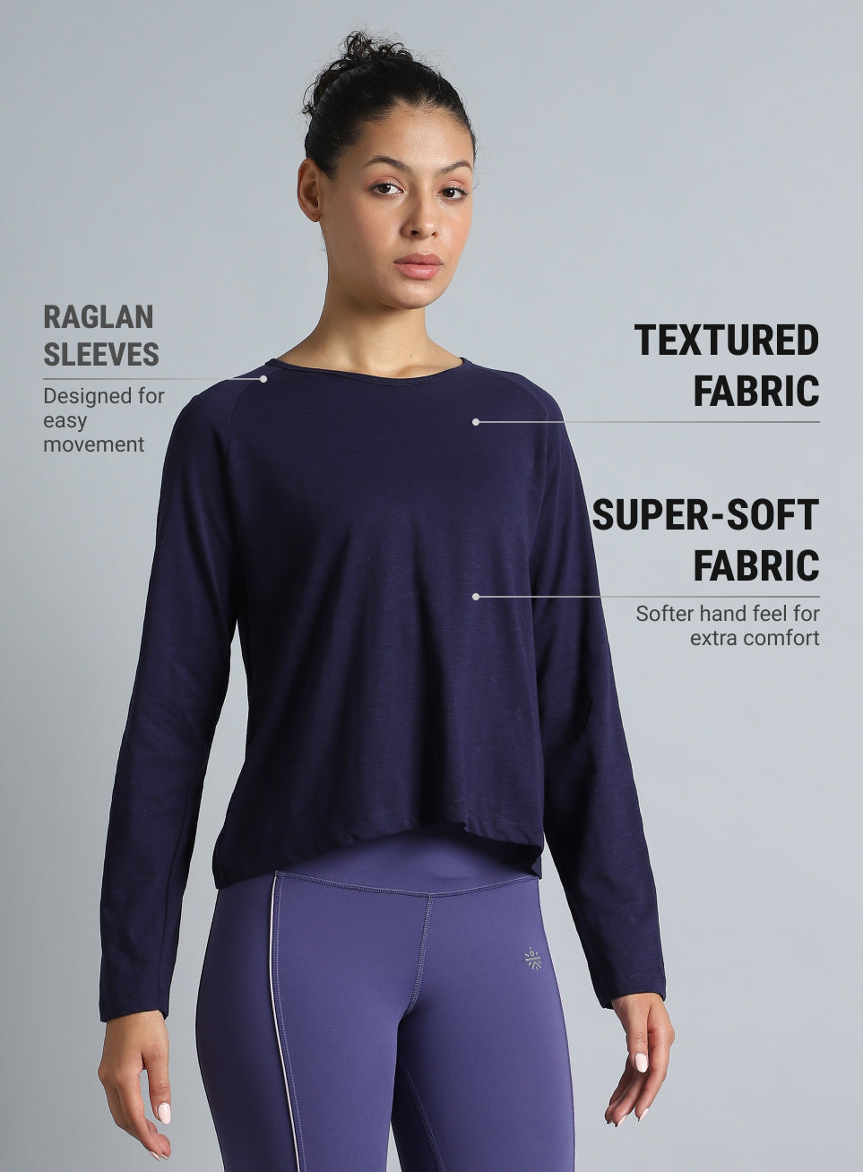 Women's Navy Yoga Flow Full Sleeve Top