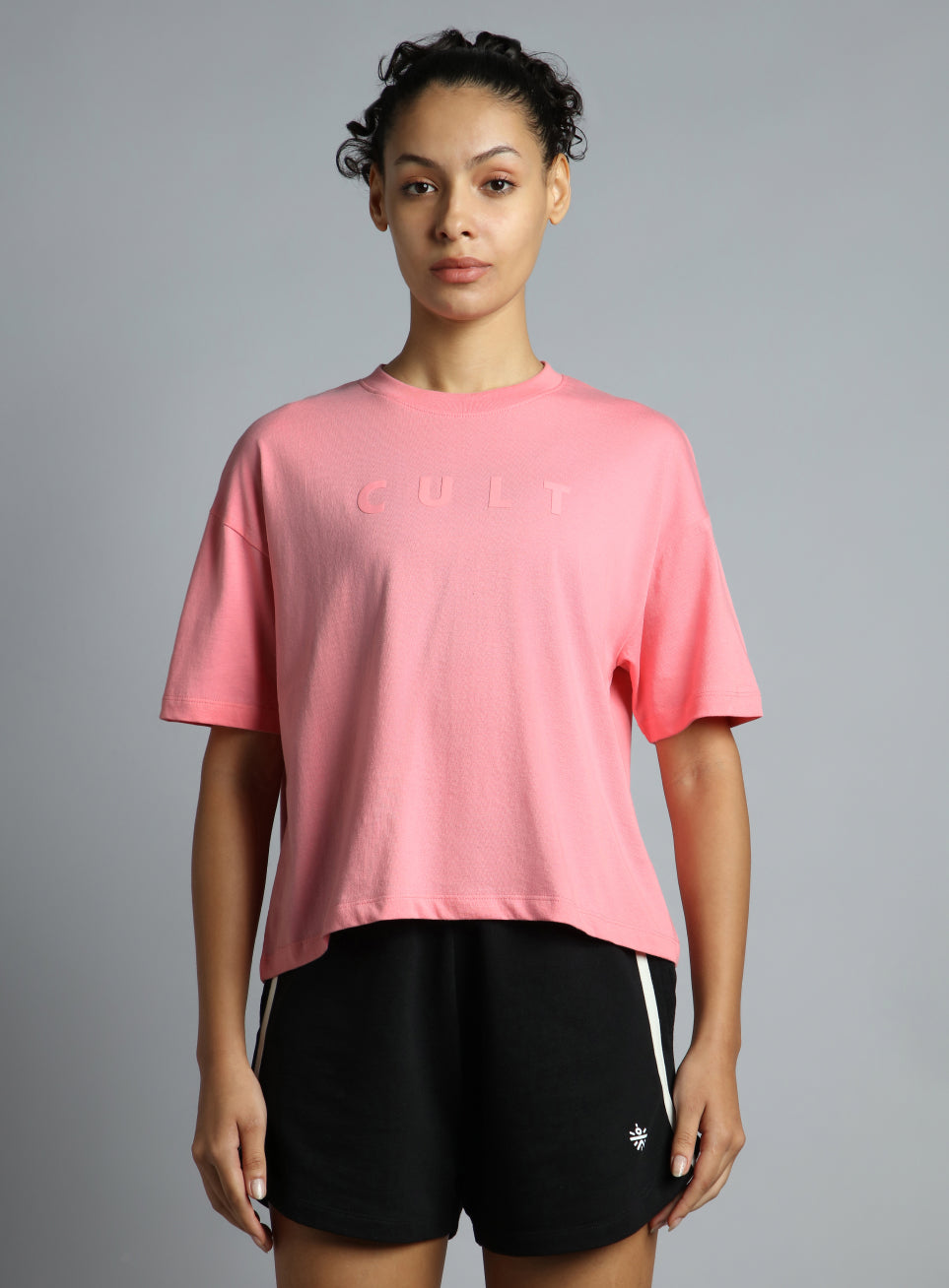 Women's Pink Tonal Branding Graphic T-shirt