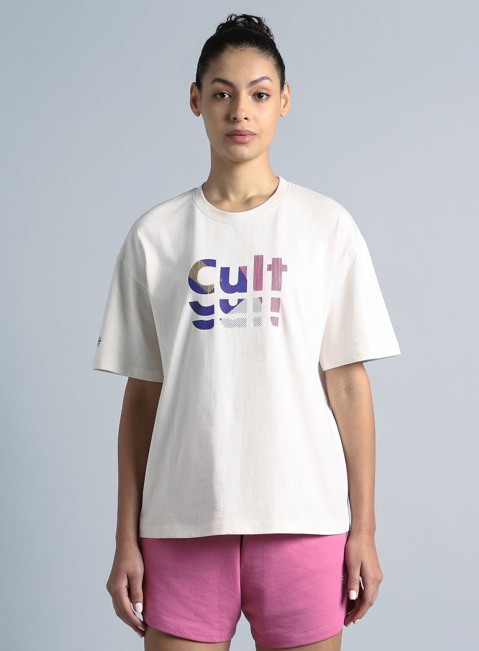 Women's White Back Print Relaxed Fit T-shirt