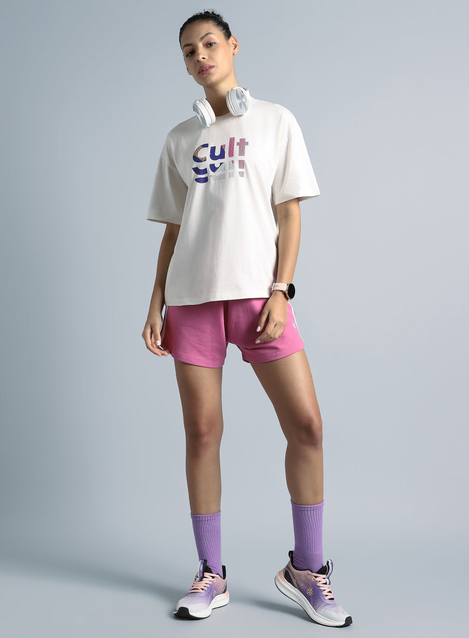 Women's White Back Print Relaxed Fit T-shirt