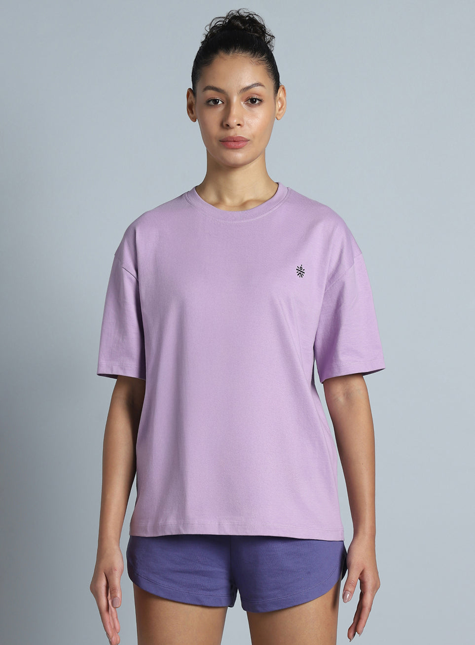 Women's Purple Back Print Relaxed Fit T-shirt