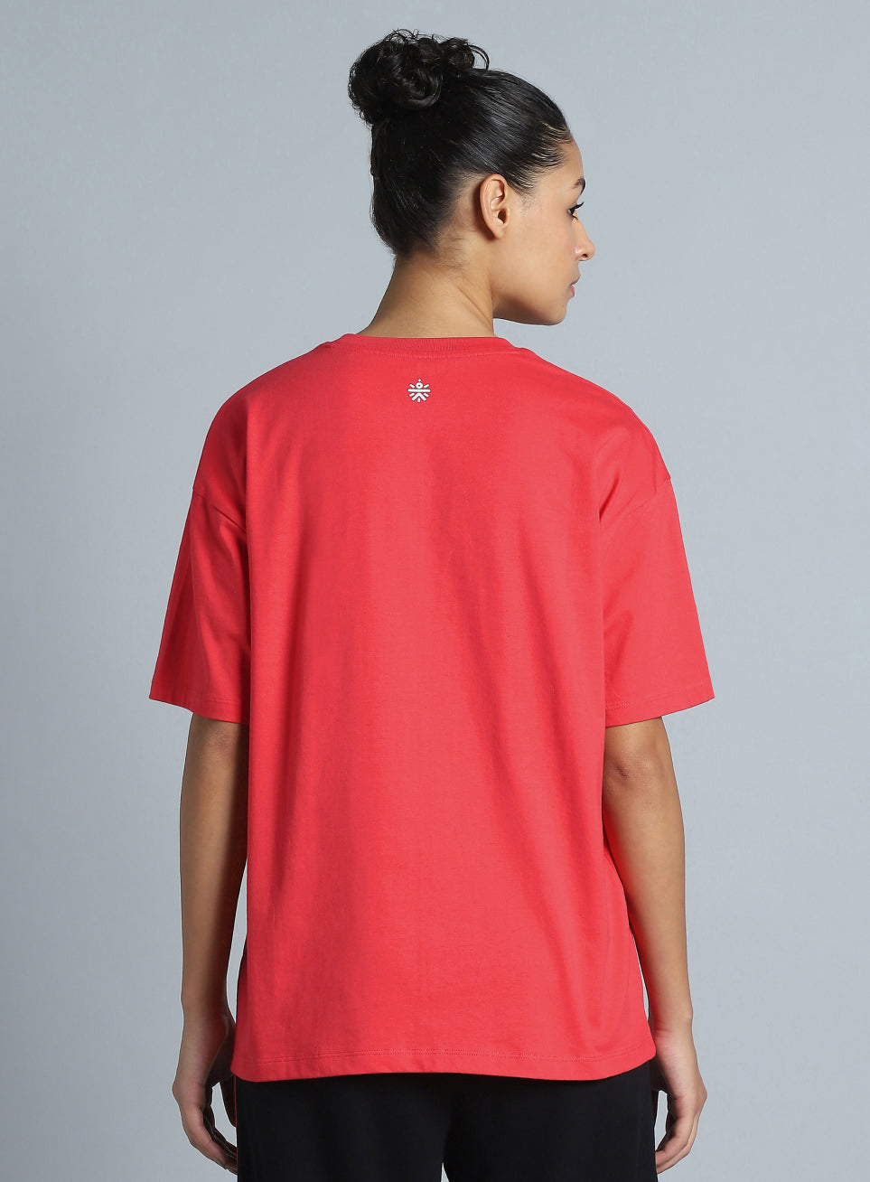 Women's Red Printed Oversized Fit T-shirt