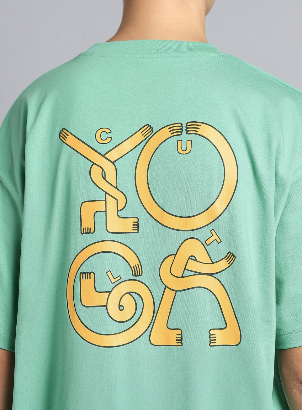 Women's Green White Print Oversized Fit T-shirt