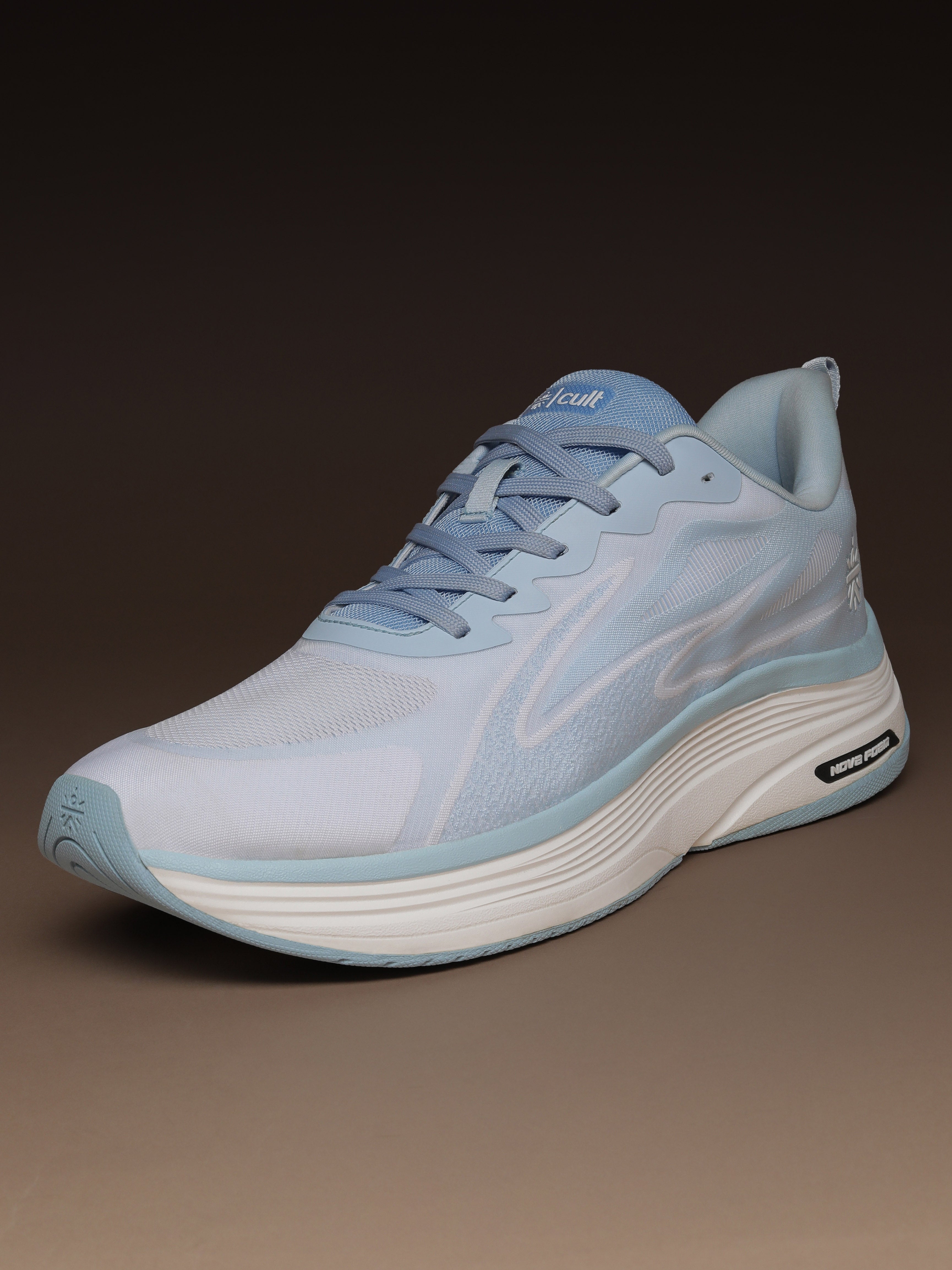 cult Men’s Flexride Running Shoes with Durable Rubber Outsole & Cushioning for Runs up to 20 km - Ice Blue/White