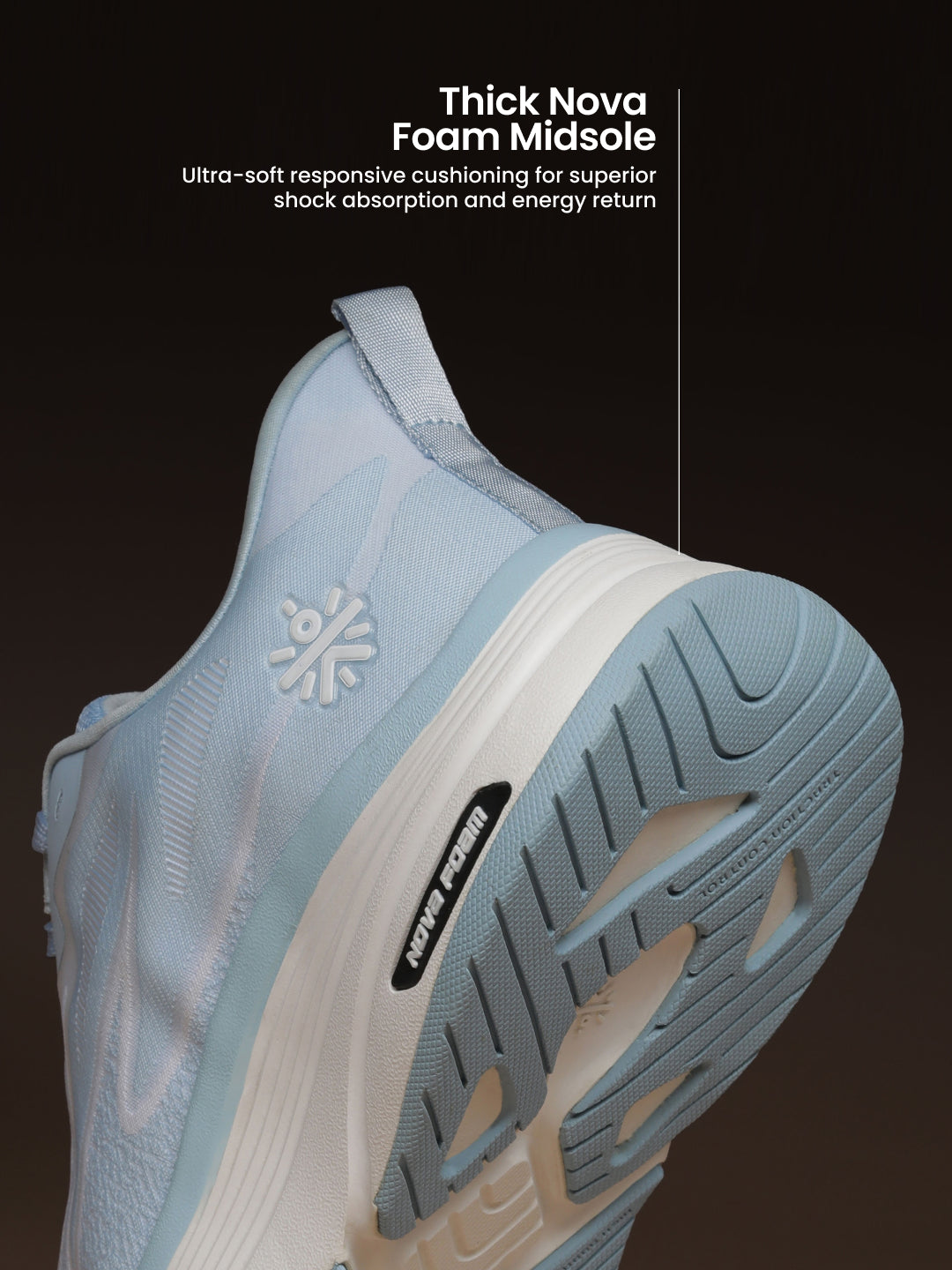 cult Men’s Flexride Running Shoes with Durable Rubber Outsole & Cushioning for Runs up to 20 km - Ice Blue/White