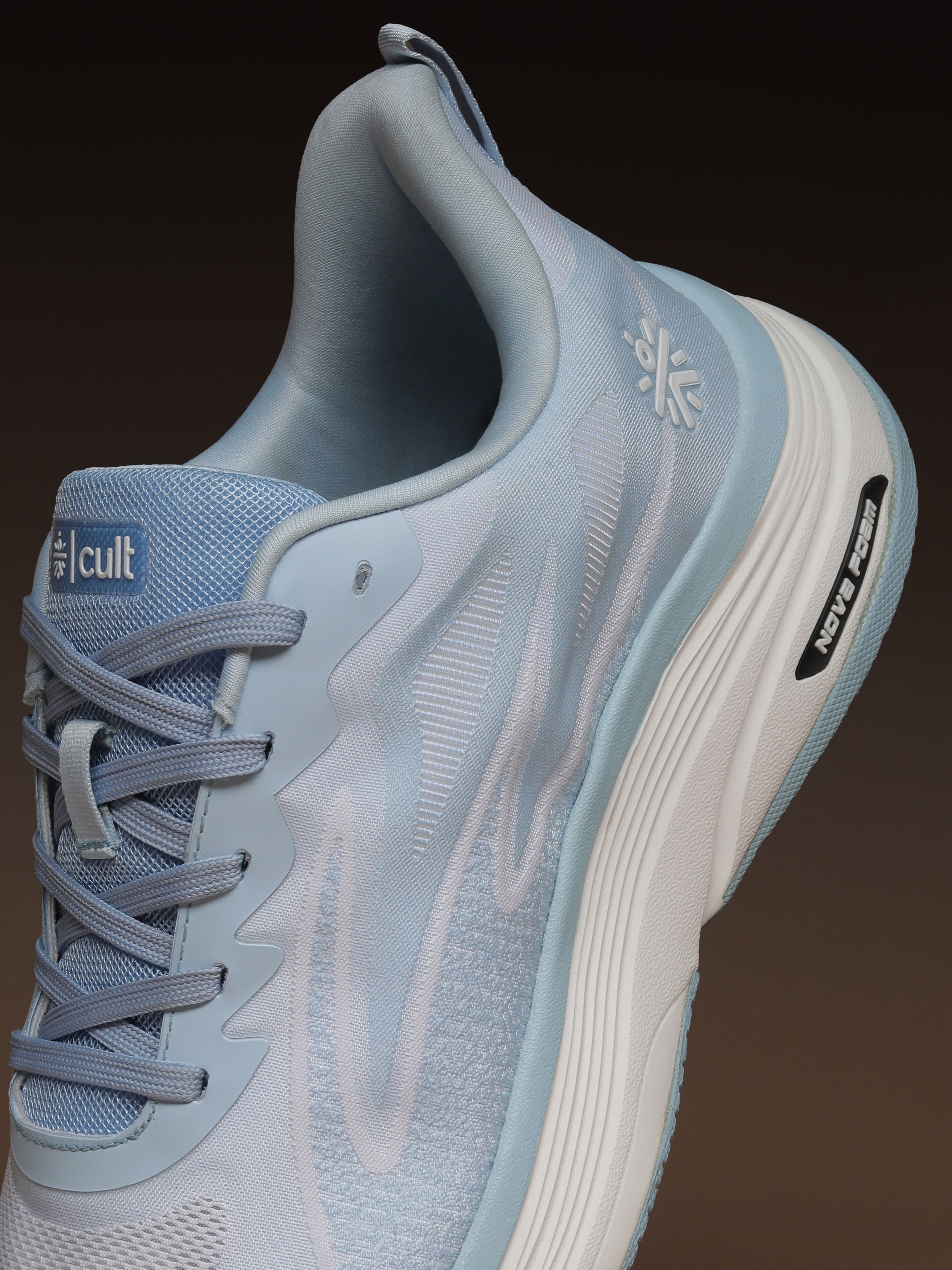 cult Men’s Flexride Running Shoes with Durable Rubber Outsole & Cushioning for Runs up to 20 km - Ice Blue/White