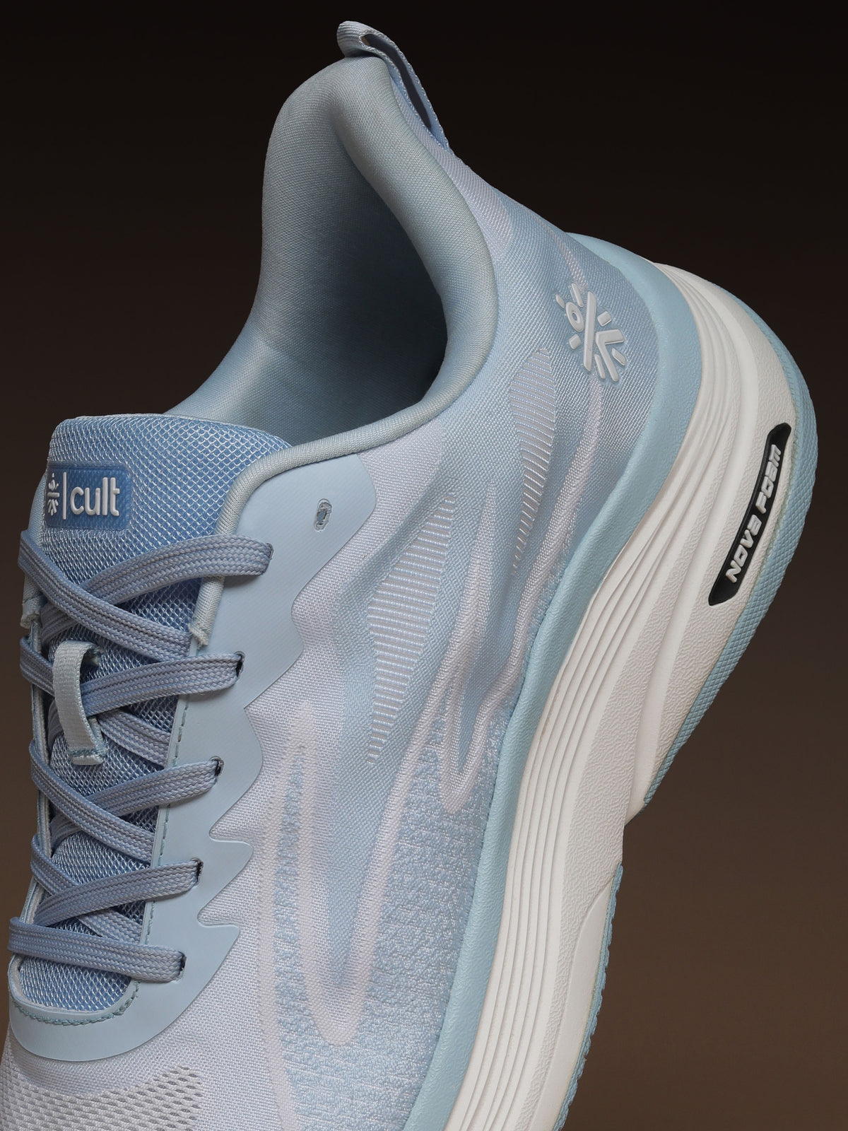 cult Men’s Flexride Running Shoes with Durable Rubber Outsole & Cushioning for Runs up to 20 km - Ice Blue/White