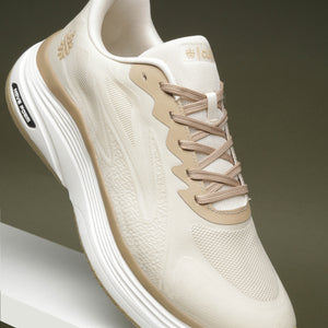 cult Men's Flexride Running Shoes with Durable Rubber Outsole & Cushioning for Runs up to 20 km - Cream/Beige
