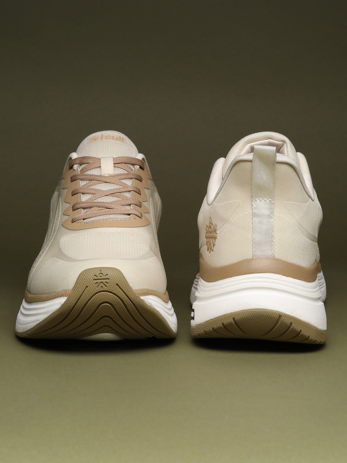 cult Men's Flexride Running Shoes with Durable Rubber Outsole & Cushioning for Runs up to 20 km - Cream/Beige