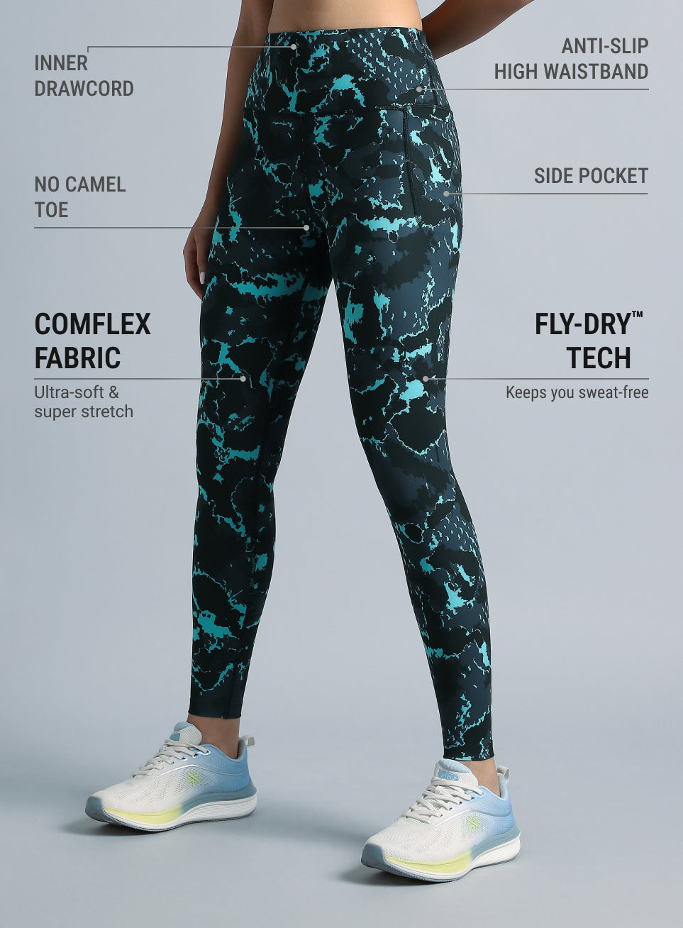 Women's Navy Pacer AOP Comflex Tights