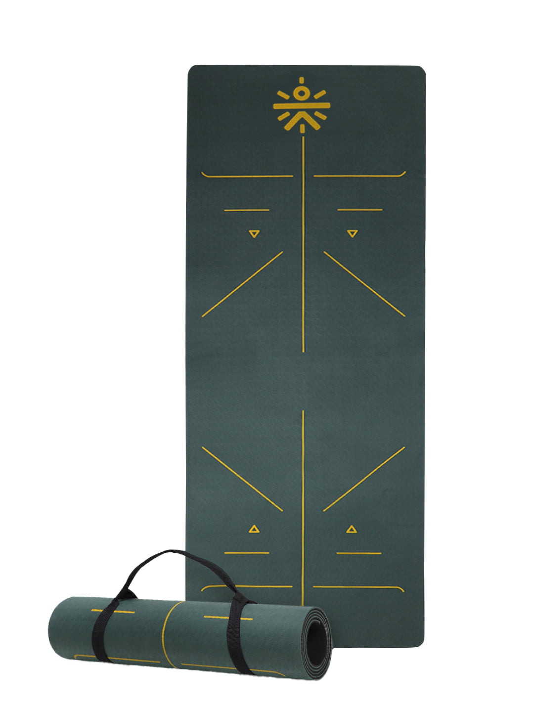 CULT Premium TPE Yoga Mat with Alignment Marks   6mm Thick Non-Slip Exercise & Pilates Mat for Men & Women, Eco-Friendly, Sweat-Resistant with Carry Strap   Green