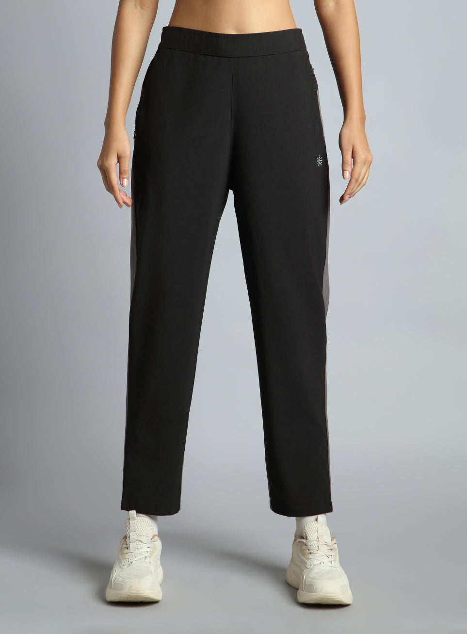 Women's Black Pace Up Running Dual Colour Trackpants