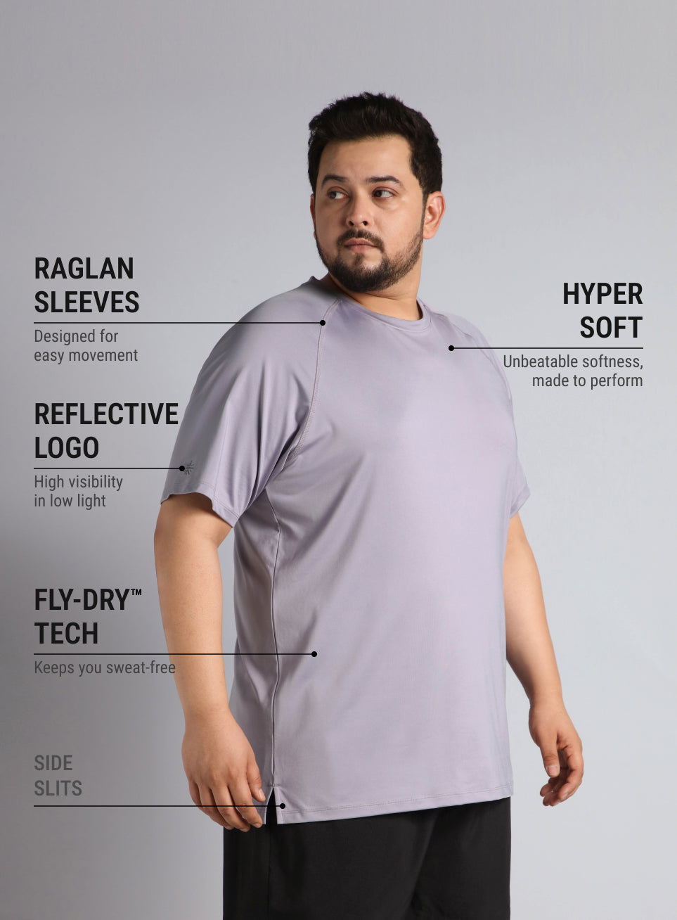 Men's Purple Ultimate Running Plus Size regular fit T-shirt