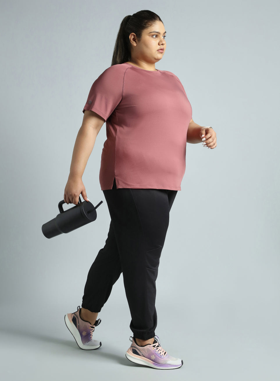 Women's Red Running Essential Plus Size Regular Fit T-shirt