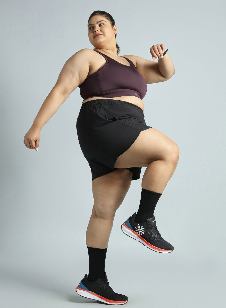 Women's Plum Racer Back Hook Running High Support Plus Size Sports Bra