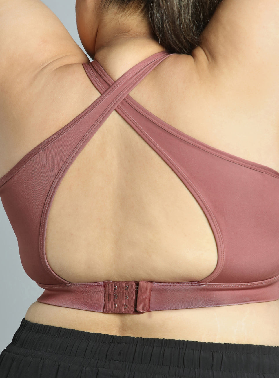 Women's Red Cross Back Hook Training High Support Plus Size Sports Bra