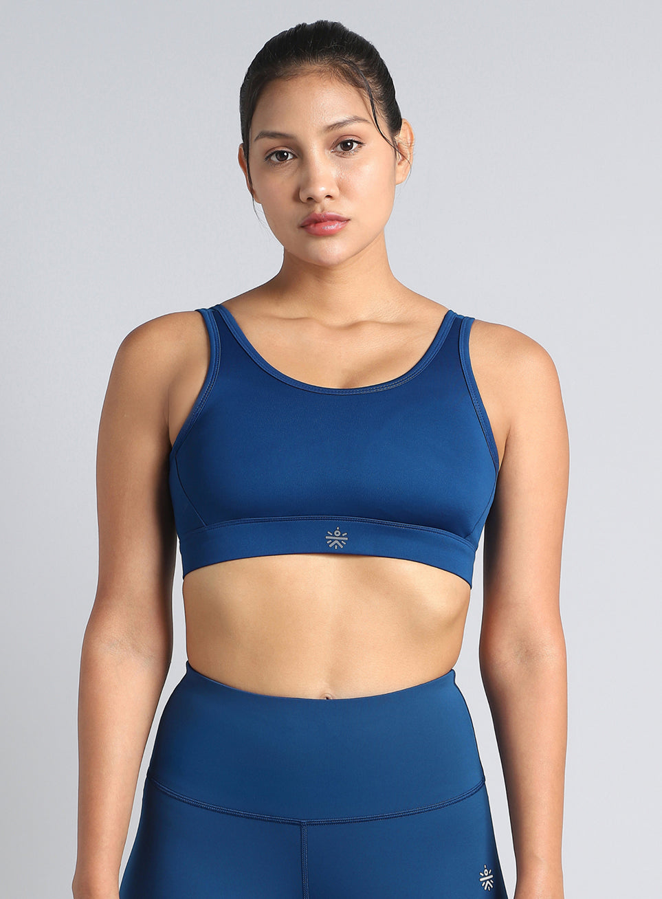 Women's Blue AOP Cross Over High Impact Bra