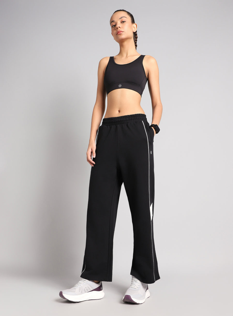 Women's Black Play On Straight Fit Trackpants