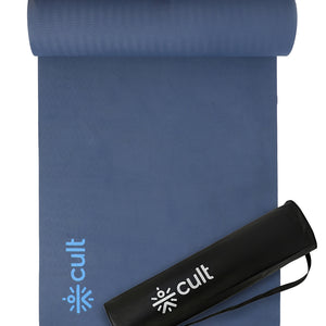 CULT TPE Yoga Mat 10mm Extra Thick with Carry Strap and Bag  Non-Toxic, Latex-Free, Anti-Slip, Tear-Resistant & Lightweight   Superior Cushioning for Joint Support, Meditation & Home Workouts- Navy