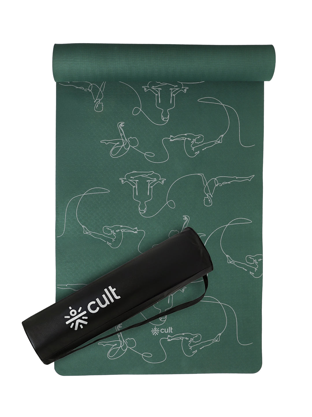 Cult TPE Yoga Mat, Non-Toxic Latex-Free, Anti-Slip, Extra-Thick Cushioning, Tear-Resistant, Travel Strap 6mm (Forest Green)