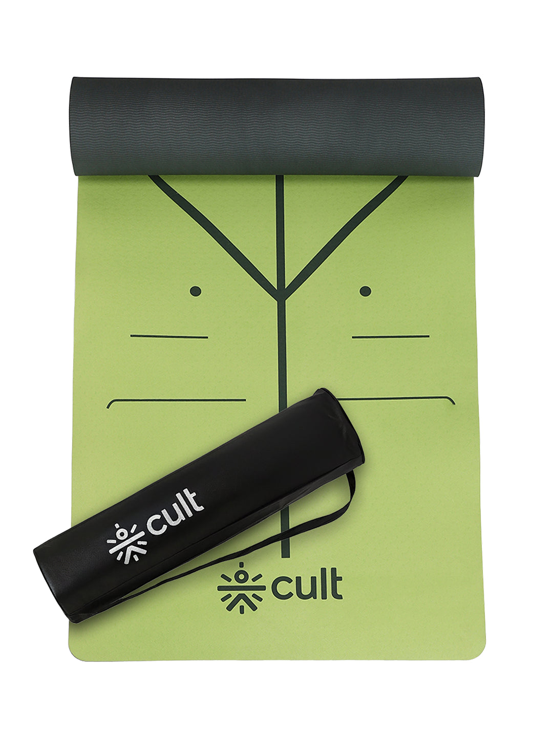 Cult TPE Yoga Mat, Non-Toxic Latex-Free, Anti-Slip, Extra-Thick Cushioning, Tear-Resistant, Travel Strap 6mm (Seismic Green)