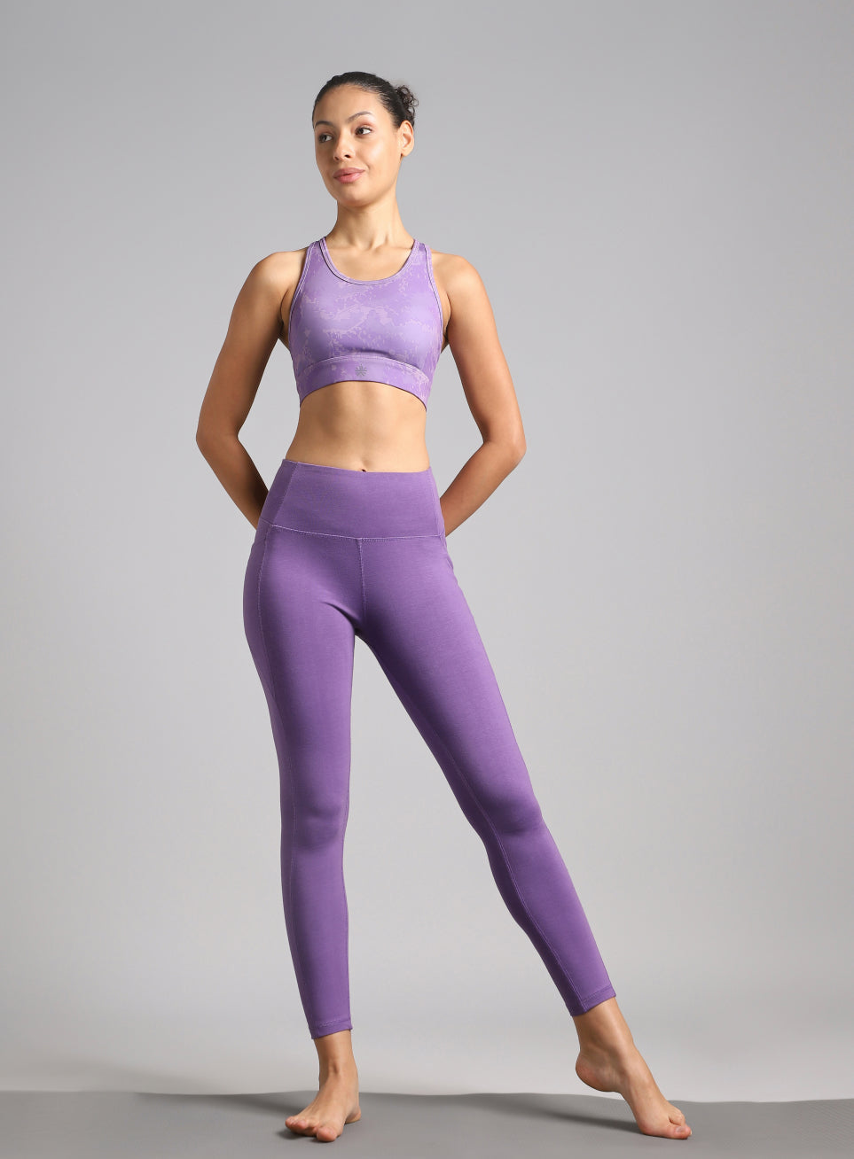 Women's Purple Pause and Align Cotton Yoga Tights