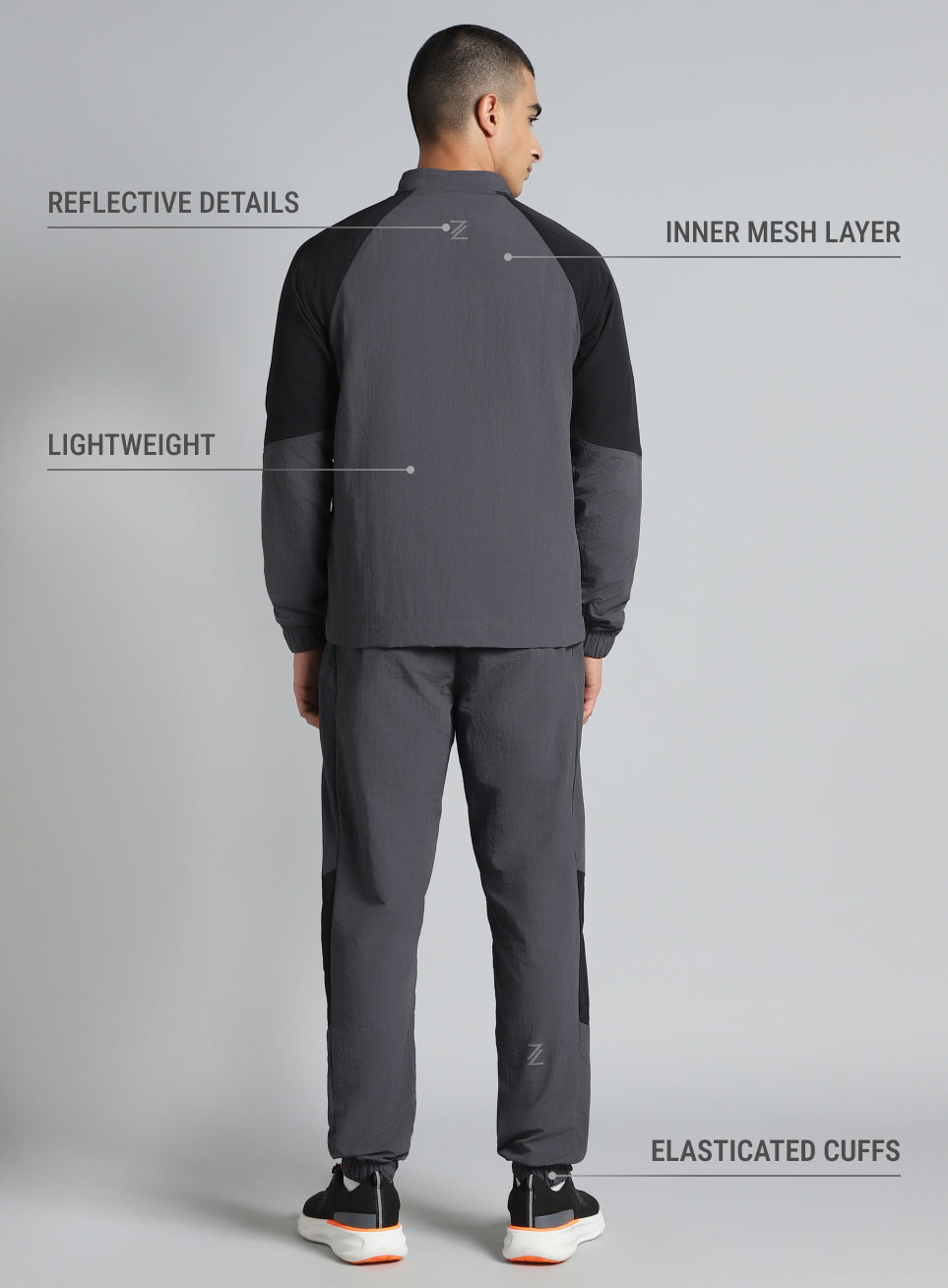 Men's Dark Grey Run Forward All Weather Track Suit