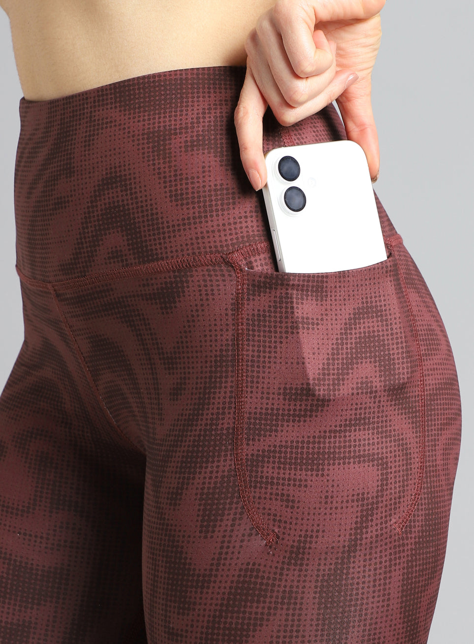 Women's Maroon Printed Train All Day COMFlex Tights