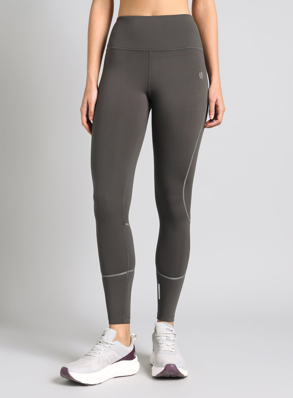 Women's Dark Grey Absolute Fit Solid Running Tights