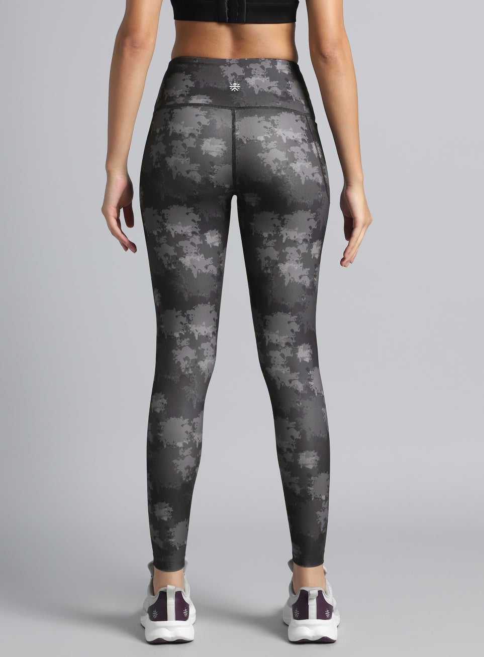 Women's Black Printed Performance Tights